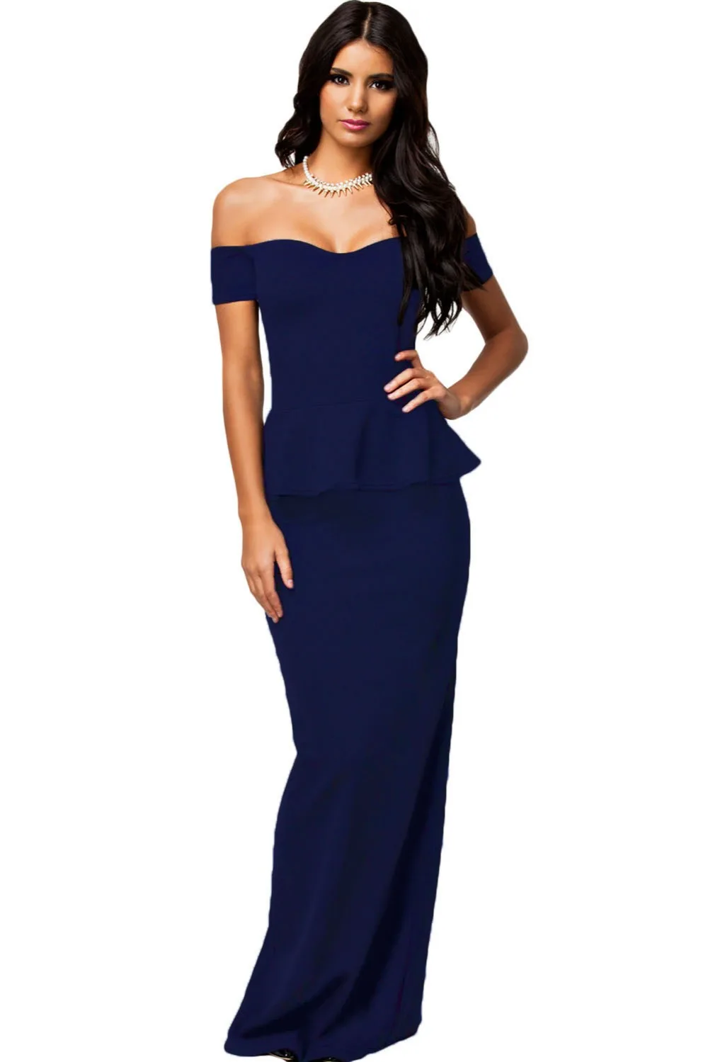 Dear Lover Лидер продаж vestidos de festa Лонго черный с коротким рукавом баски Платье макси