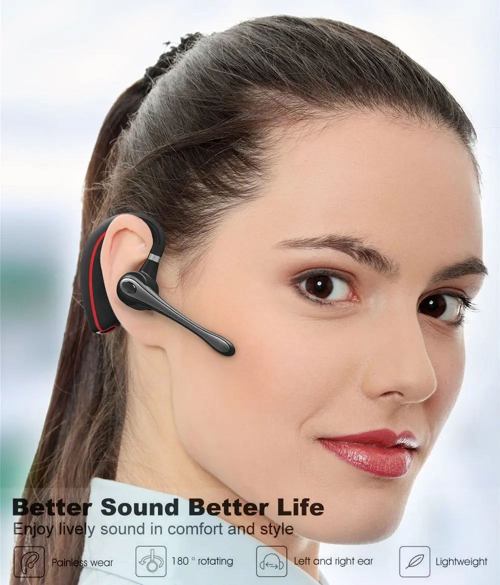 Беспроводная Bluetooth гарнитура стерео наушники HD микрофон шумоподавление Бизнес