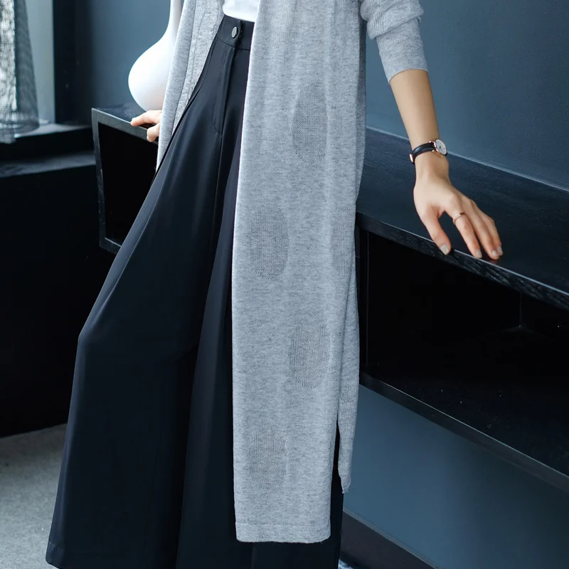 2XL Brand Long Irregular Cardigan 2019 Spring Women OL Commuter Gray Knit New Solid Color Wool-blended Female |
