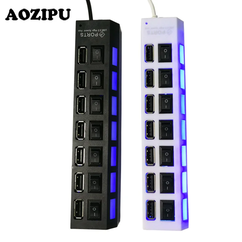 AOZIPU Портативный 7 портов USB концентратор Usb 2 0 Мульти сплиттер с переключателем