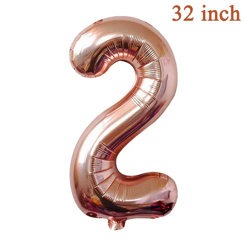 rose gold 2 32 дюйма количество Фольга шар для маленьких мальчиков и девочек с днем рождения мой первый 1st вечерние украшения для детей и взрослых Единорог поставки 2nd на возраст 3, 4, 5, 6, 7 - Цвет: rose gold 2