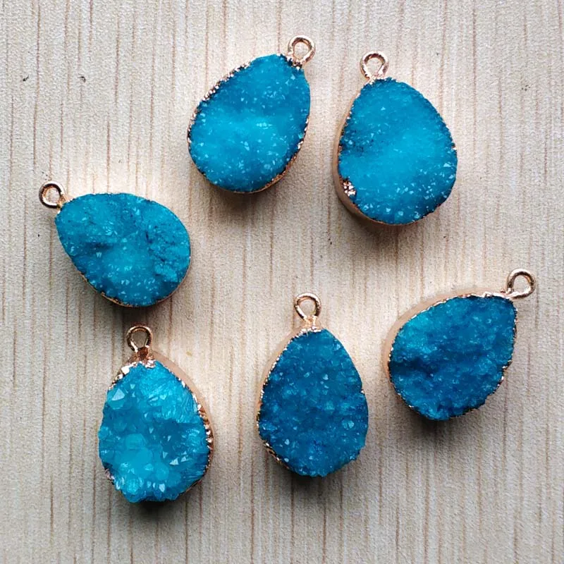 Оптовая продажа 6 шт./лот модные подвески в виде натуральных кристаллов синего