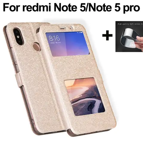 Чехол для xiaomi redmi Note 5 Note 5 Note 5pro, кожаный чехол-книжка с открытым окном для redmi Note 5 pro, чехлы Note5 pro, чехол-накладка