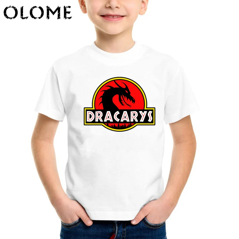 Футболка для маленьких мальчиков с принтом из мультфильма Dracarys Park летняя детская