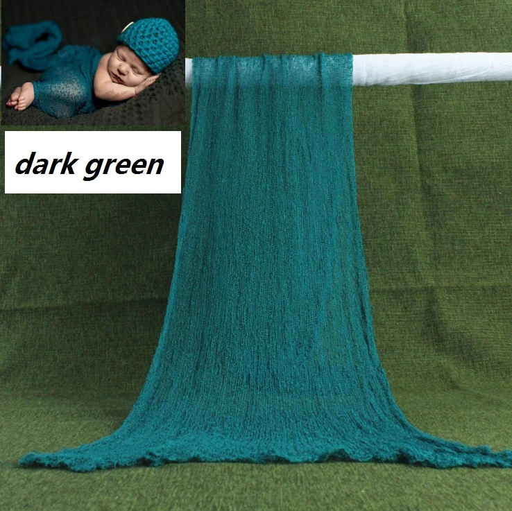 dark green Новорожденный реквизит для фотосессии одеяло хлопковое обертывание растягивающееся детское одеяло пеленание новорожденный фотосессия - Цвет: dark green