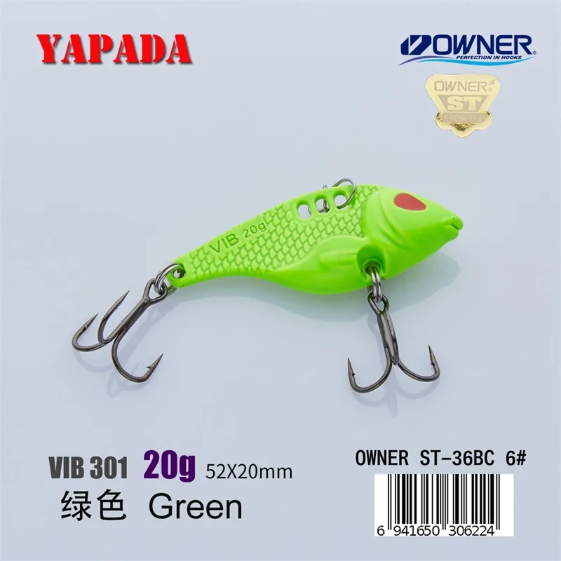 YAPADA VIB 301 Tycoon 20 г/25 г Держатель тройной крючок 52-55 мм перо многоцветный цинковый сплав металл VIB рыболовные приманки - Цвет: Green 20g