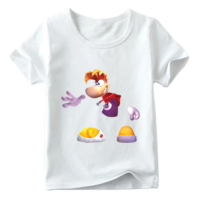 Детская футболка с принтом из мультфильма «Rayman Legends adventures» летняя белая футболка для маленьких девочек Повседневная забавная Одежда для мальчиков ooo5204