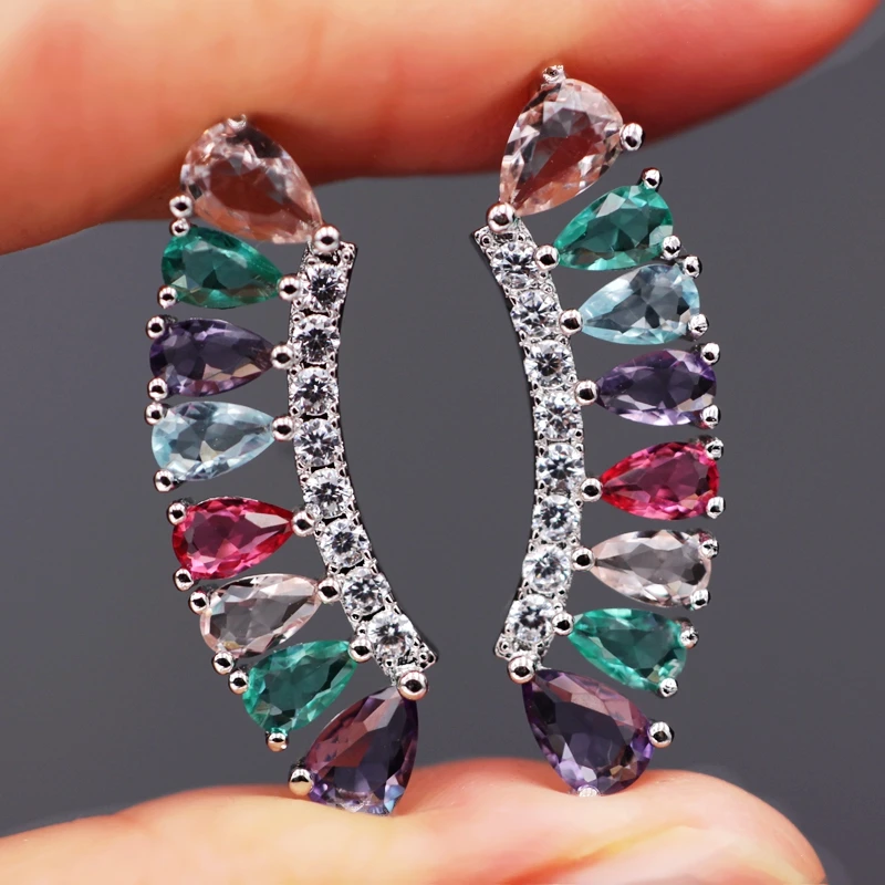 Boho Разноцветные серьги для женщин, подарок, стильные очаровательные вечерние серьги с кубическим цирконием, Женские Ювелирные изделия для костюма