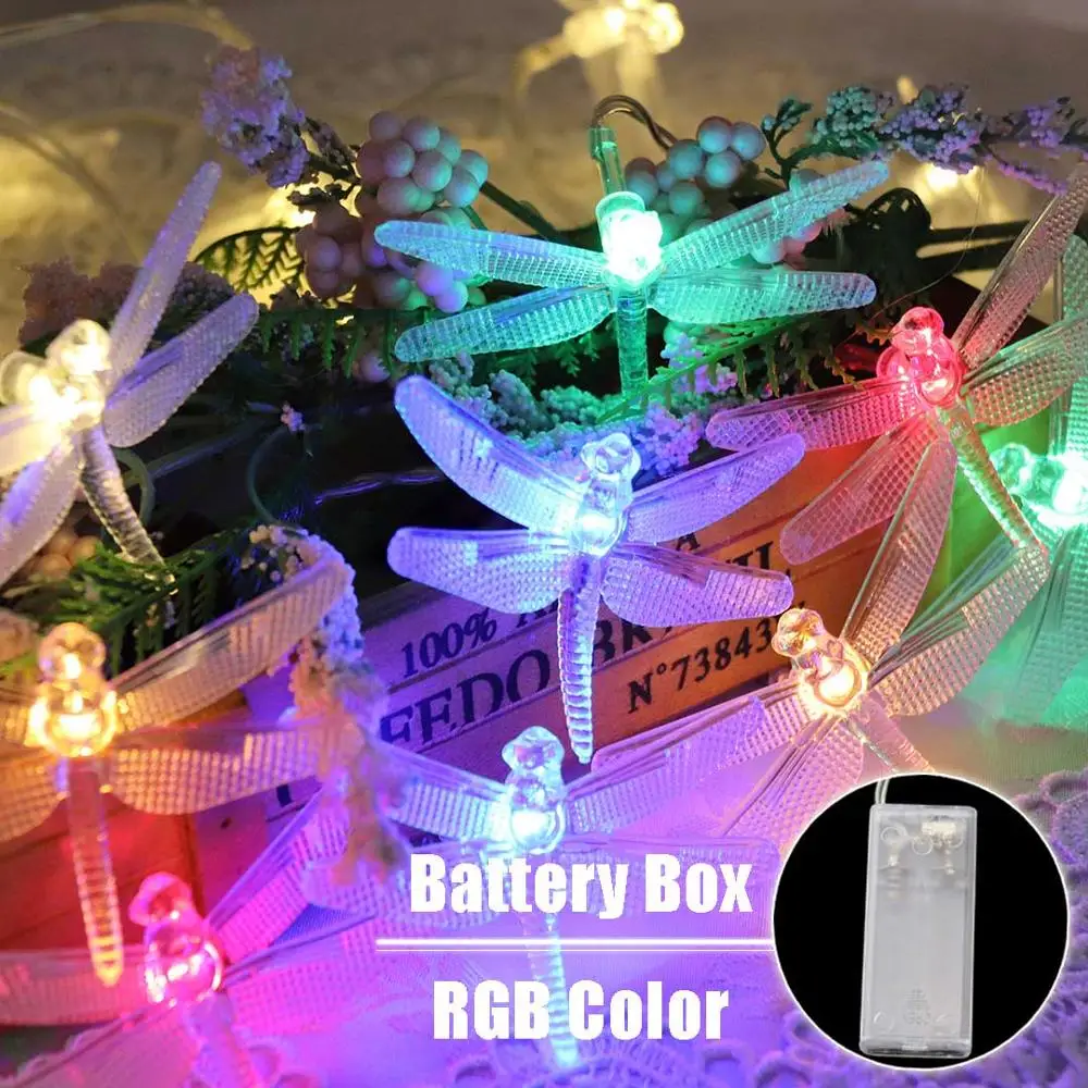 RGB (Battery) Рождественский Светильник Стрекоза светодиодный Сказочный светильник s 10 светодиодный s для рождественские вечерние украшения гирлянды USB или на батарейках IQ - Испускаемый цвет: RGB (Battery)