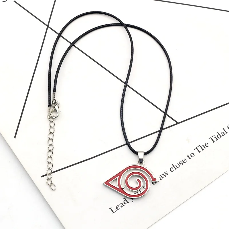 

Hot Anime Logo Necklace Kakashi Carving Round Eyes Leaf Village Symbol Pendant Student Cosplay Leather Chain Necklace