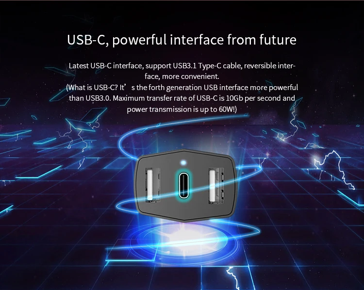 Автомобильное зарядное устройство Nillkin Зарядное устройство USB-C интерфейс 3 выходными портами usb+ USB3.1 Тип-c для Apple iPhone 7 PLUS samsung Galaxy S8 плюс A3 A5 A7