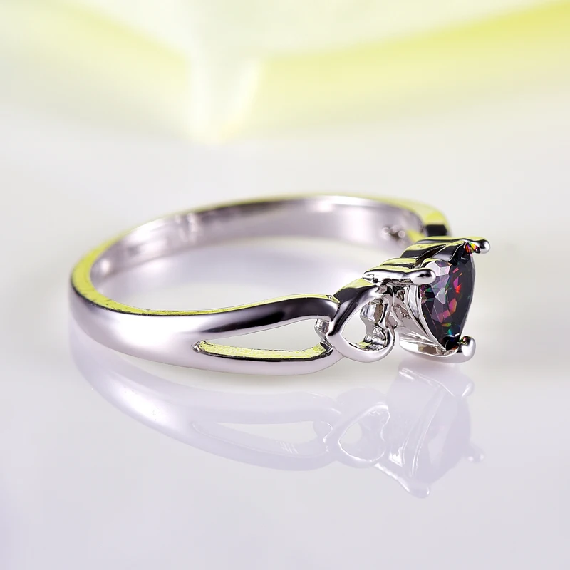 Новый Изысканный Радуга океан сердца Резка кубический Ziconia леди серебряные