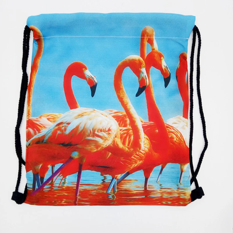 Фламинго печать Drawstring спортивная сумка дорожная Открытый Отдых езда рюкзак