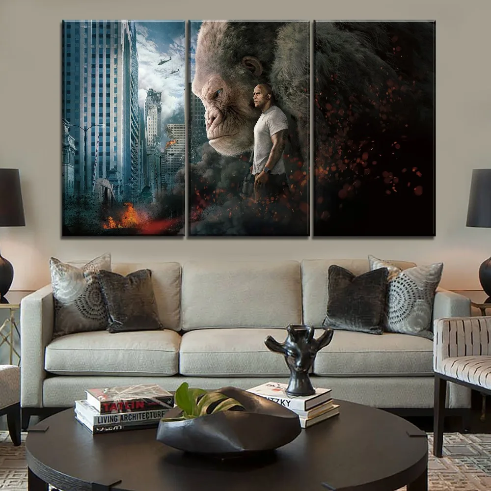 Домашнее декоративное настенное искусство в спальне 4 картины Picec Dwayne Johnson