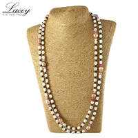 fashion long natural freshwater pearl necklace for womenwhite real mother pearl jewelry necklace girl birthday giftsn1517