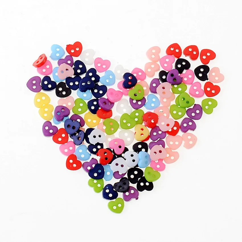 Милые богато красочные полимерные пуговицы 300 шт. смешанные с 2 отверстиями 6 мм