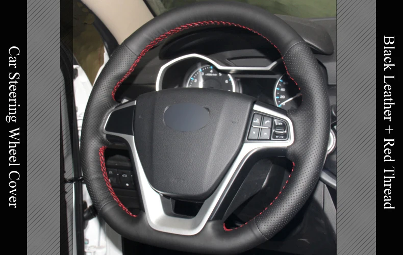 LQTENLEO черный чехол из натуральной кожи для рулевого колеса автомобиля для Geely Emgrand X7 Sport- Emgrand GL- Emgrand GT