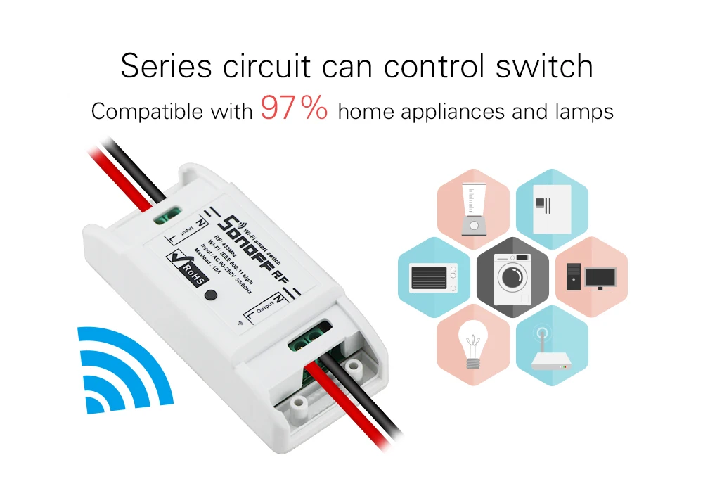Sonoff RF WiFi умный выключатель прерыватель 433 МГц RF приемник интеллектуальный пульт дистанционного беспроводного управления для умного дома Wi-Fi выключатель света