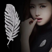 new fashion classic stunning crystal feather corsage zircon aaa stone high end suits simple cardigan accessories brooch pin 2018