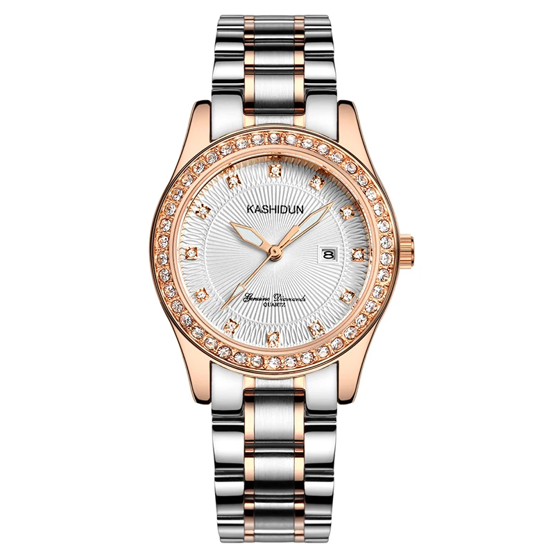 Kashidun Женские Часы Кварцевые Водонепроницаемые Наручные Для Женщин Мода Группа