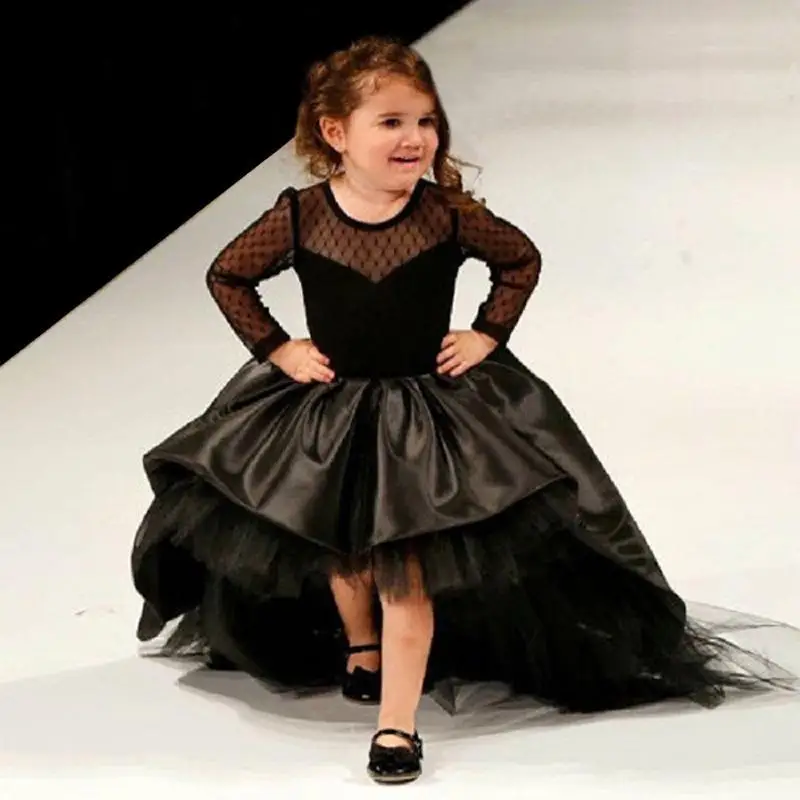 Новые платья с цветами для девочек платье длинными рукавами вечеринки причастия