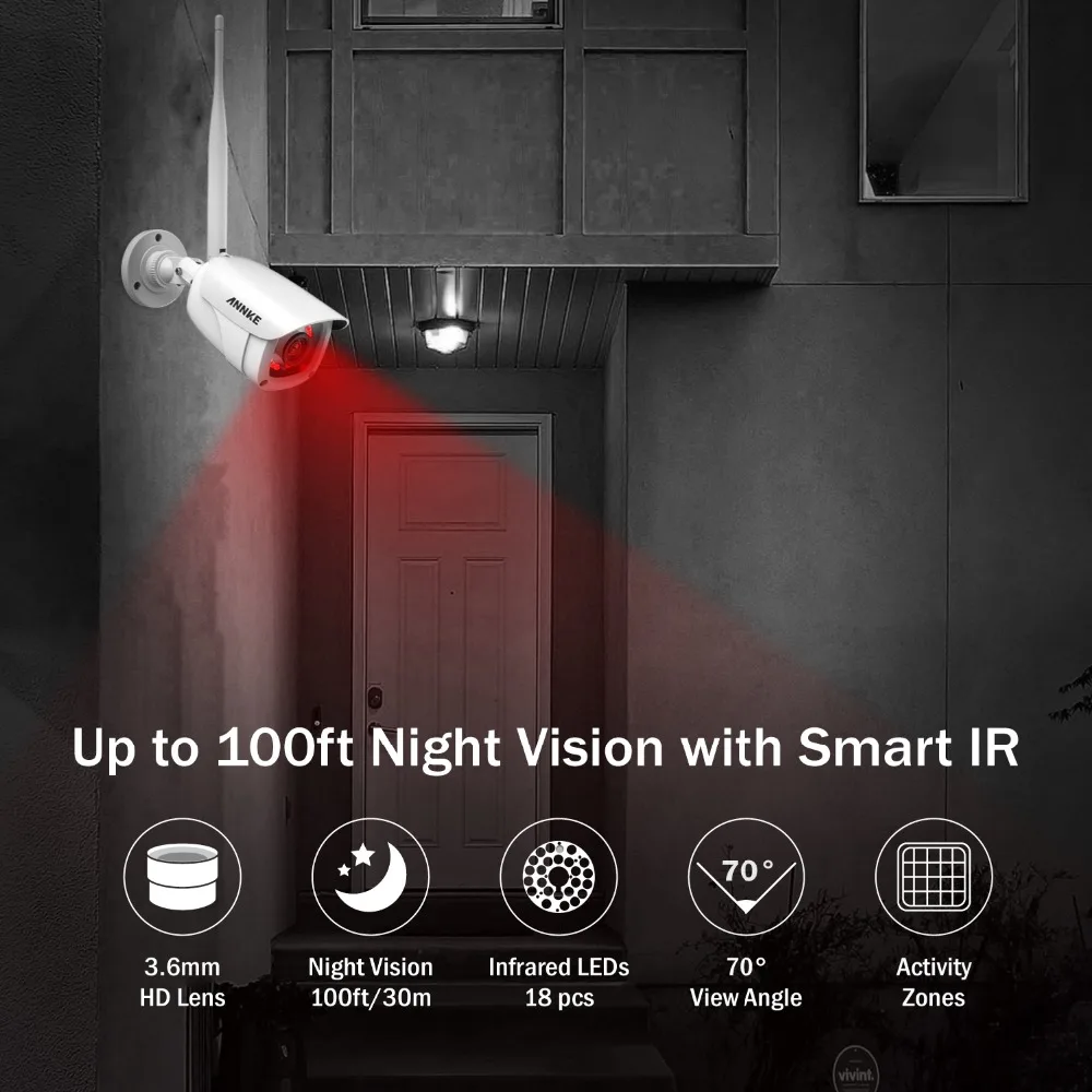 ANNKE 4 шт. FHD 1080P IP WiFi беспроводная видеокамера охранной системы пуля
