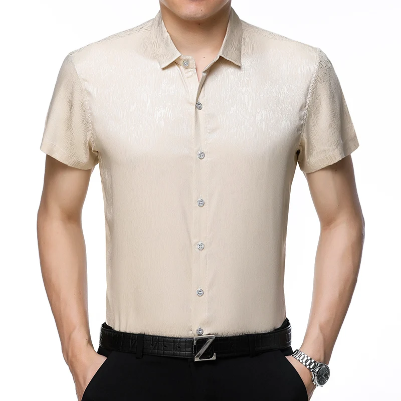 Новинка 2018 мужские Летние Стильные полосатые мягкие шелковые рубашки для отдыха