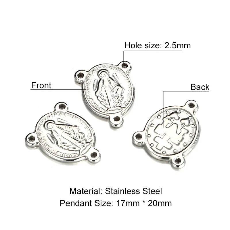 Stainless Steel Jesus Pendant Three Holes 2.5mm Connector 17*20mm Antique Charm Jewelry Findings Accessories Wholesale 20pcs | Украшения и