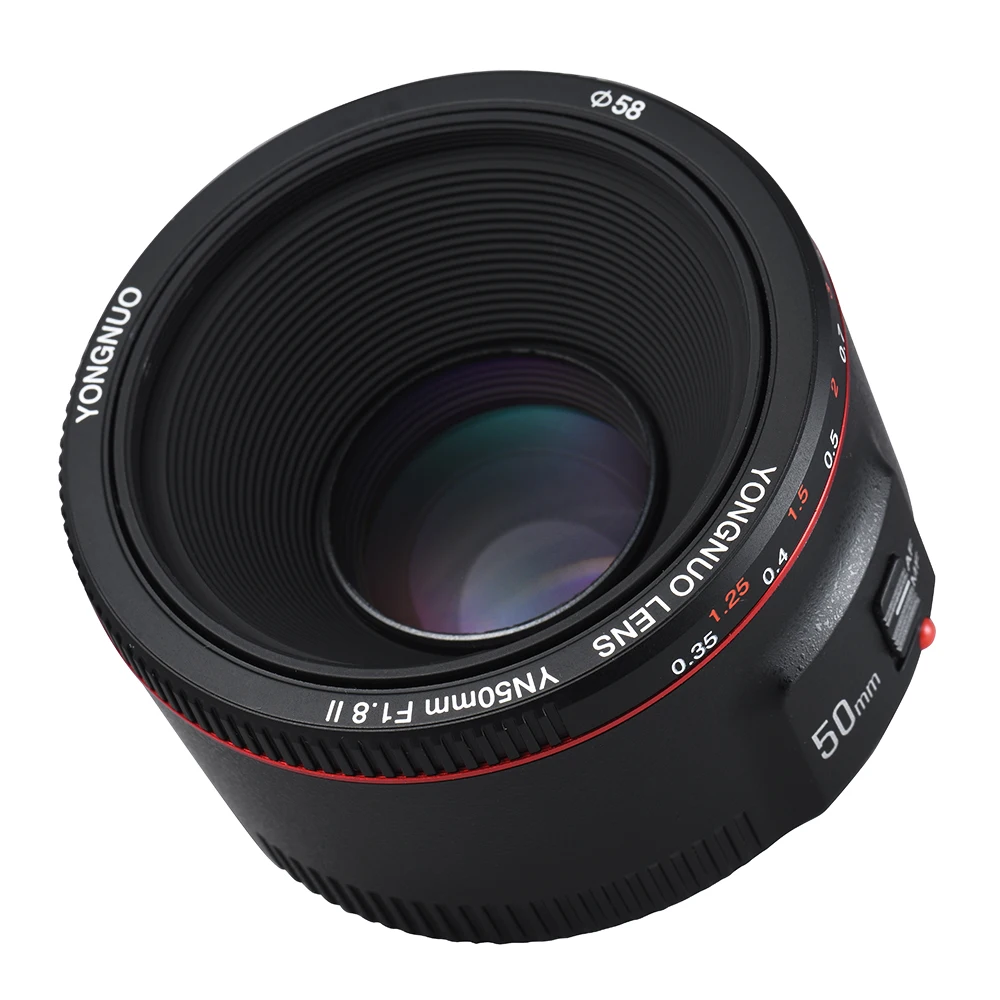 YONGNUO YN50mm F1.8 II апертура с автофокусом 0,35 самое близкое фокусное расстояние стандартный основной объектив большой для Canon EOS DSLR камеры
