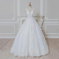 vestido de noiva bruidsjurk 2022 sparkly tulle lace v neck wedding dress luxury wedding gown robe mariage princesse