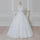 Свадебное платье принцессы, сверкающее Тюлевое кружевное платье с V-образным вырезом, роскошное свадебное платье, 2022