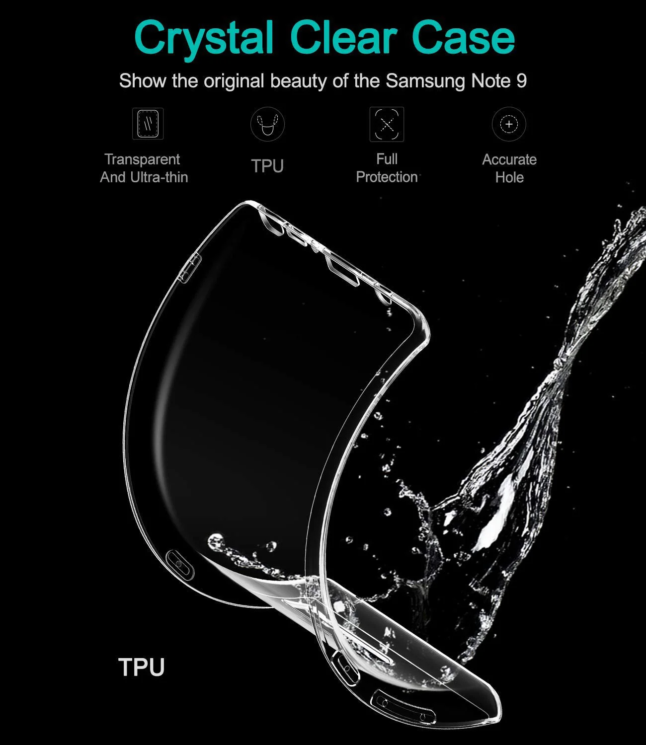 Кристальные бесцветные ультратонкие тонкие мягкие ТПУ чехлы для samsung Galaxy Note9 Note 9 на заднюю панель для телефона прозрачный гель GalaxyNote9