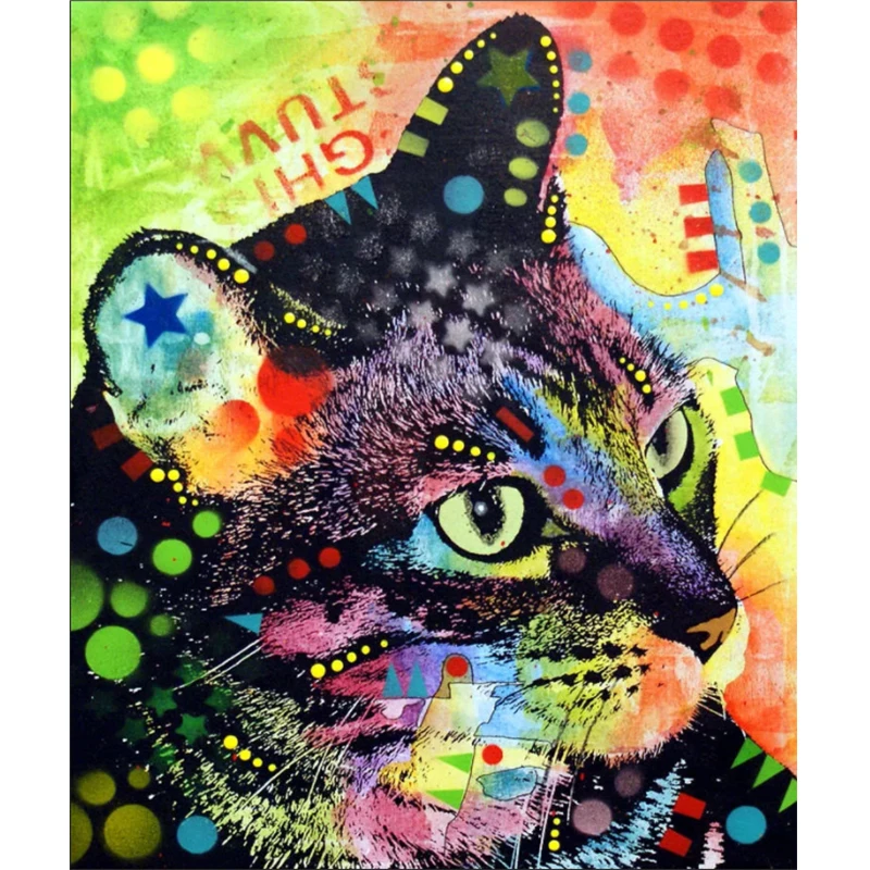 5D полный квадратный алмаз вышивка живопись красочные граффити cat DIY бриллиант