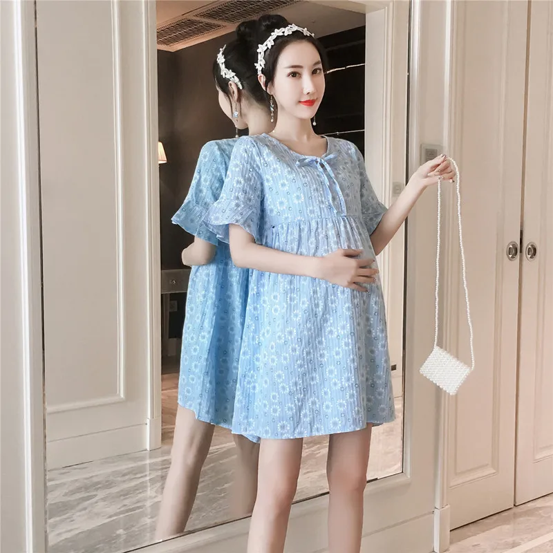 Новинка 2019 Брендовое платье для беременных женское Повседневное с цветочным