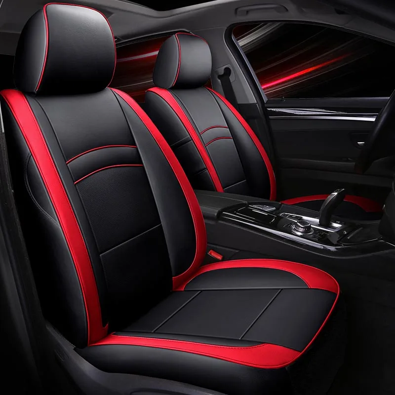 red black Роскошный кожаный чехол для автомобильного сиденья для Toyota Corolla Camry Highlander C-HR CROWN PRIUS VIOS IZOA YARiS make Чехлы для автомобильных сидений - Название цвета: red black