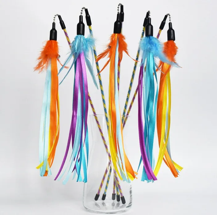 Usd1.69/pc игрушки для домашних животных, кошек, котят, игрушки для кошек, котят, кошек, удочки, смешанные цвета, 20 шт./лот