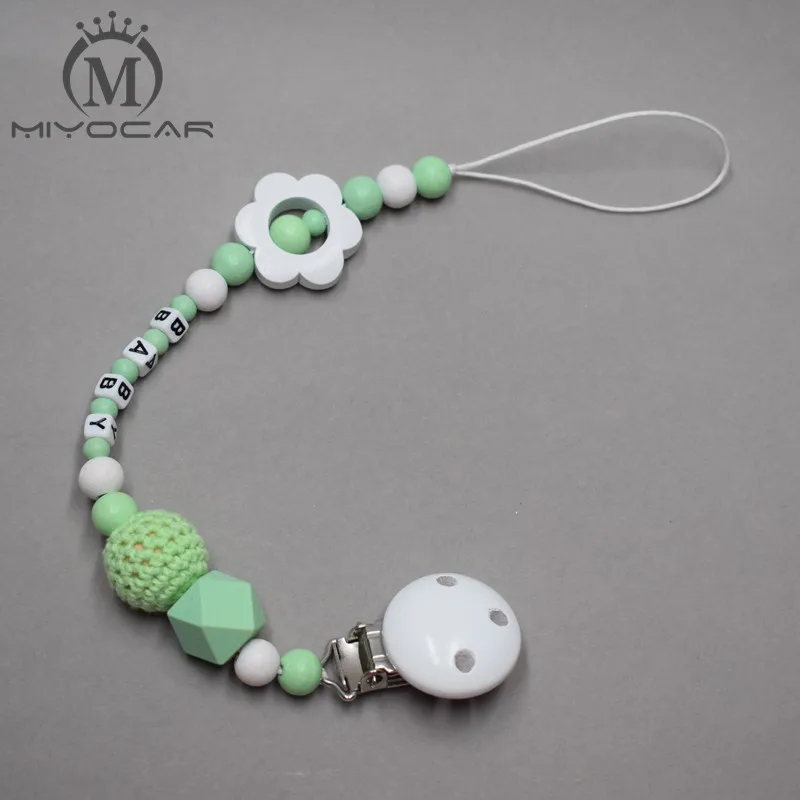 Miyocar из дерева ручной работы Клип Зеленый коляска игрушка-цепочка для прогулочная коляска мобильный погремушка и деревянные борта соску клипса