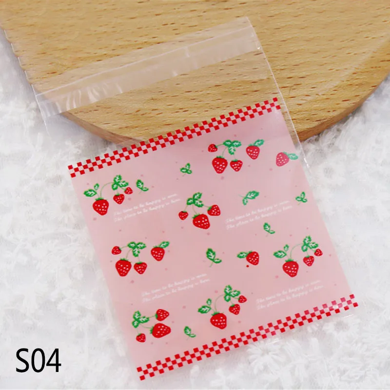 S04 50 шт 7*7 см пластиковые пакеты мешочек для печенья, конфет самоклеющиеся для свадьбы День рождения подарок мешок бисквит упаковочный пакет для выпечки - Цвет: S04