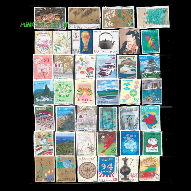 100 шт./лот все разные японские использованные почтовые штампы большого размера с