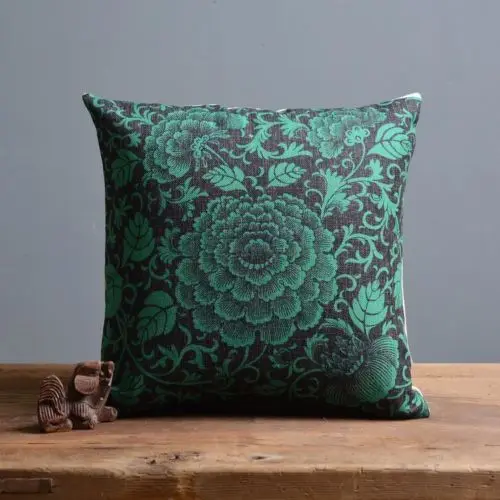 Традиционный в восточном/китайском стиле зеленый цветочный узор Чехлы для