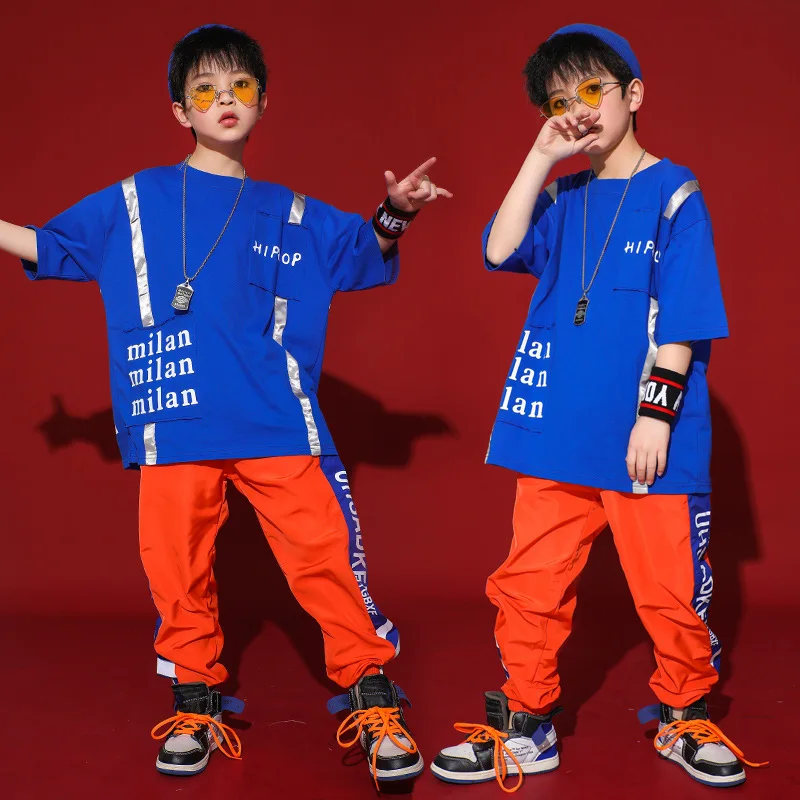 Детские танцевальные костюмы с коротким рукавом в стиле хип-хоп для девочек и