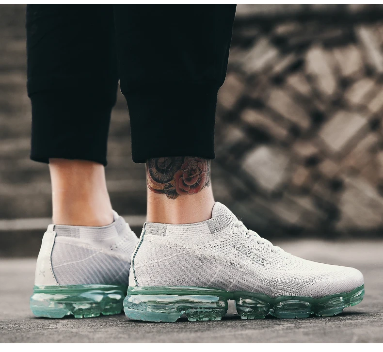 Мужские кроссовки; женская обувь для бега; Vapormax_ ; дышащая обувь с максимальной подушкой; Повседневная сетчатая обувь; увеличивающая рост; цвет белый, черный