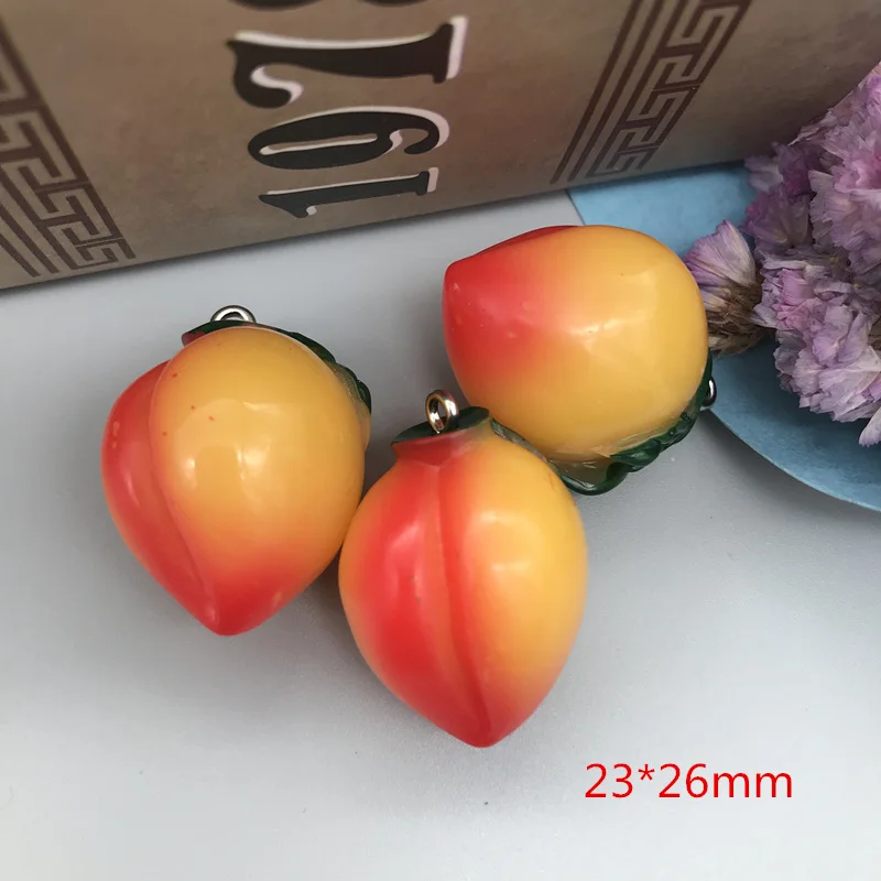 

lets start!set 10pcs,resin yellow peach pendant for jewelry/phone/key chian decoration,23*26mm