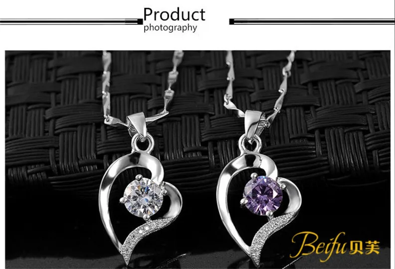 Рождественский подарок Очаровательное ожерелье в виде сердца AAA 100% серебро 925