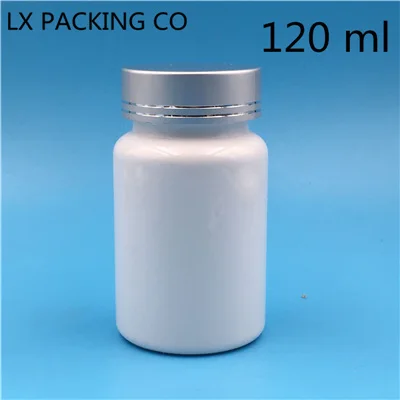 120 ml silver lid 30 шт. 100 мл белая пластиковая пустая бутылка порошок таблетки конфеты соль для ванной с уплотнительной пастой пустой контейнер - Цвет: 120 ml silver lid