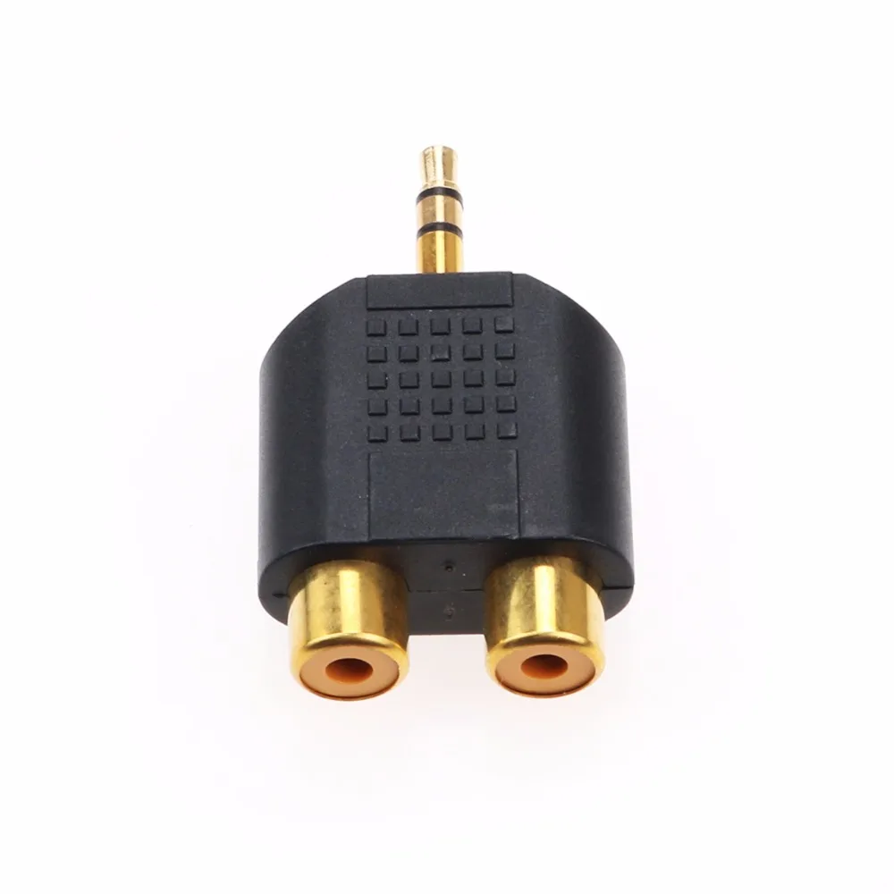 JCD 1/8 &quot3 5 мм Джек 2 адаптер RCA Y сплиттер стерео штекер 2x женский золотой мини