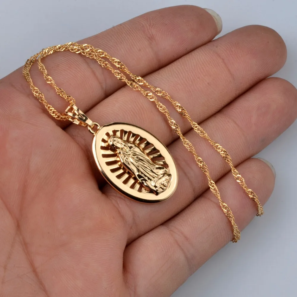 Anniyo светильник из розового золота девственная Мария кулон Neckalces для Для женщин