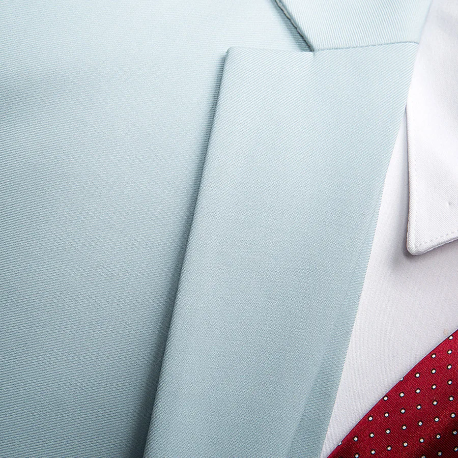 Мужские деловые светло голубые костюмы 3 предмета тонкие Блейзер куртки жилет