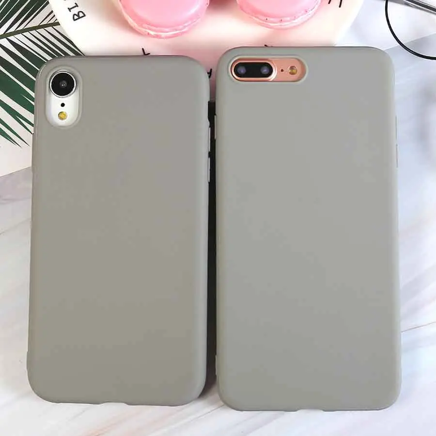 Мягкий силиконовый серый однотонный чехол для телефона iPhone X XR XS Max 5 5S SE 6 6S 7 8 Plus 11
