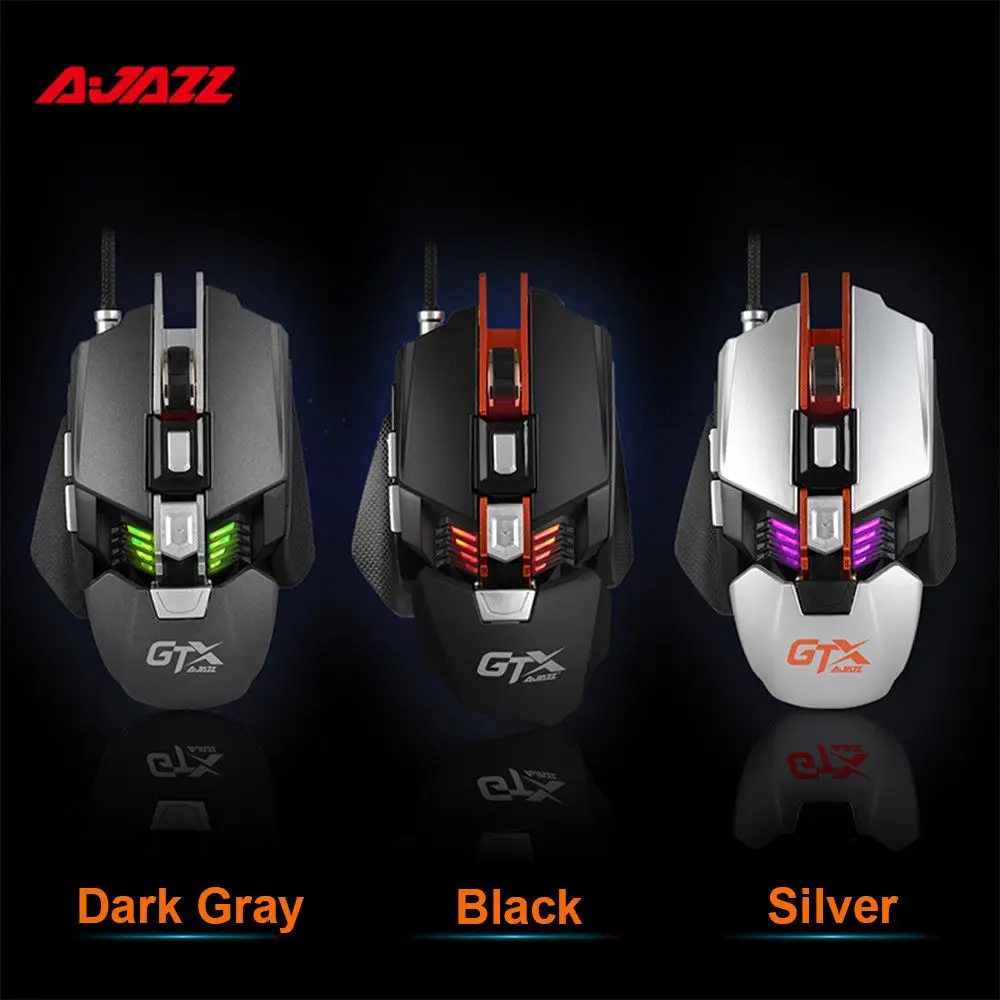 Проводная эргономичная оптическая игровая мышь Ajazz GTX 4000DPI RGB светодиодная